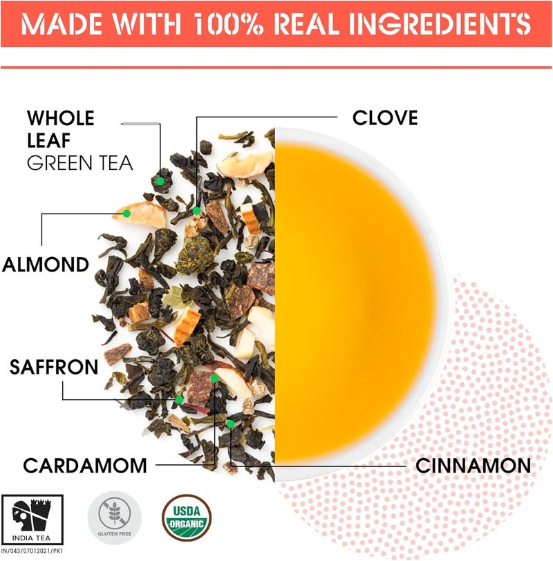 Teabox Kashmiri Kahwa Saffron Green Tea - 25 Tea Bags - Image 3